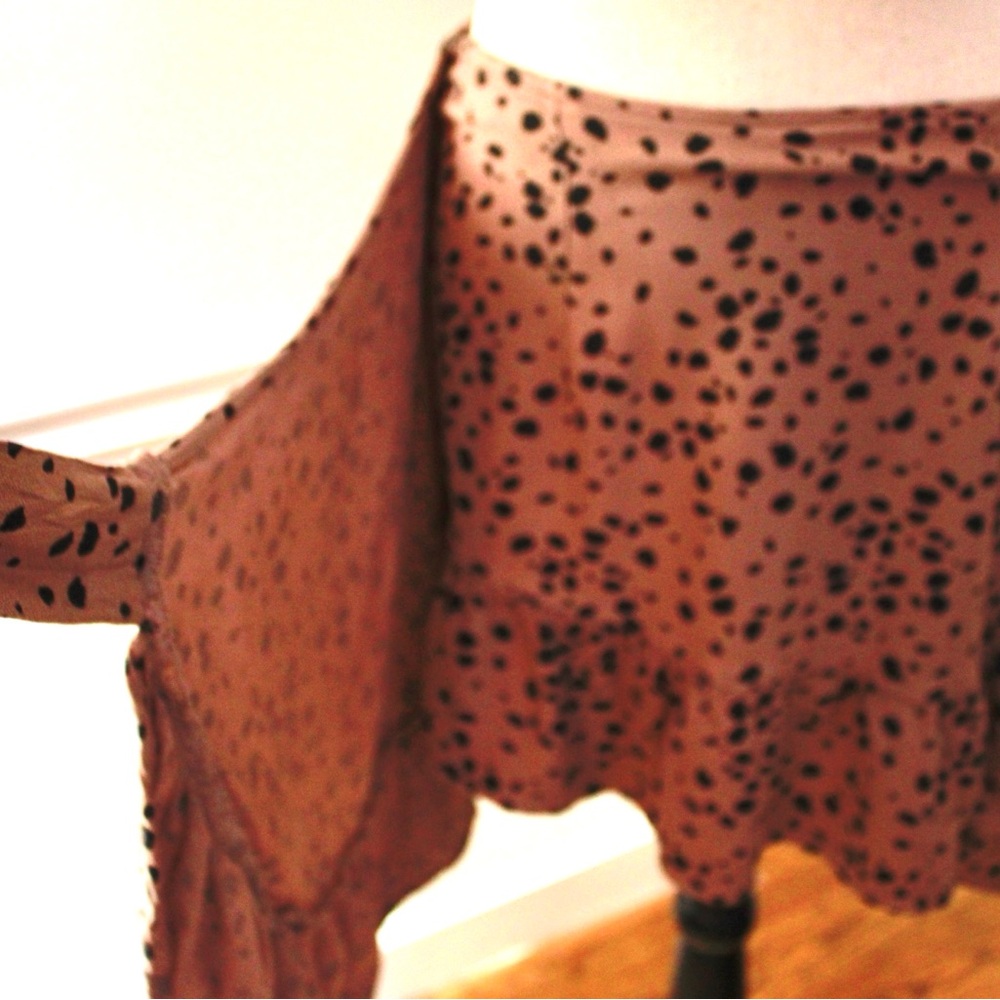 Abercrombie & Fitch Black & Brown Spotted Mini Wrap Skirt Size M - Picture 4 of 14